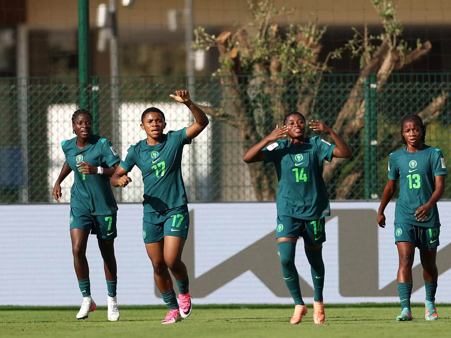 Nigeria’s Flamingos celebrate during their U-17 Women’s World Cup victory.