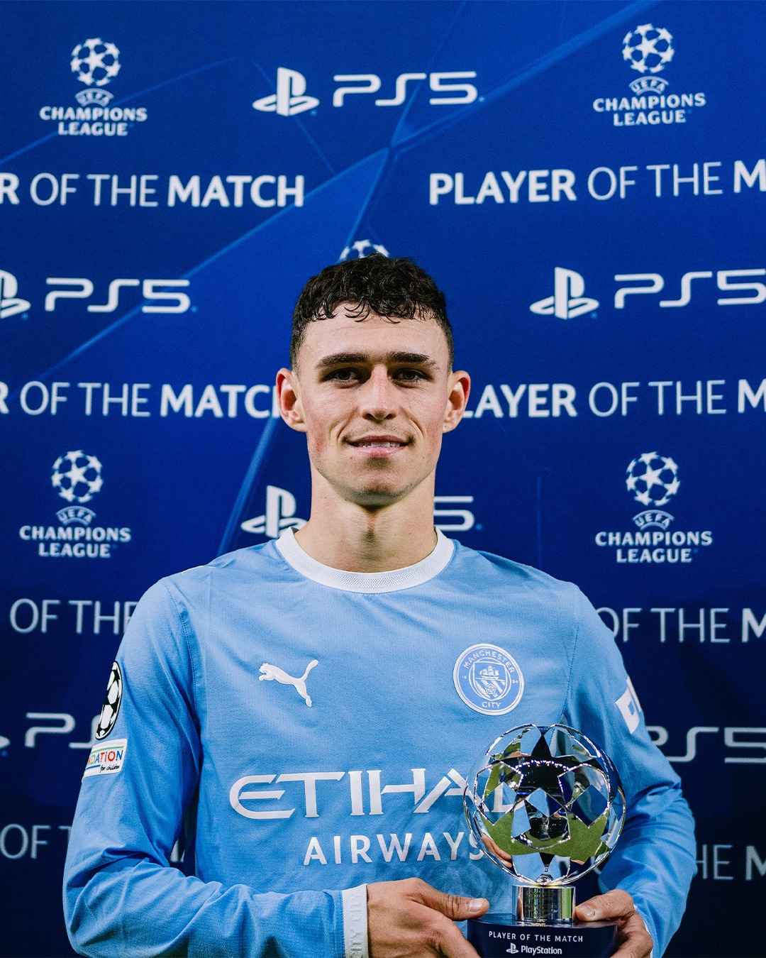 Foden celebrates his hat-trick.