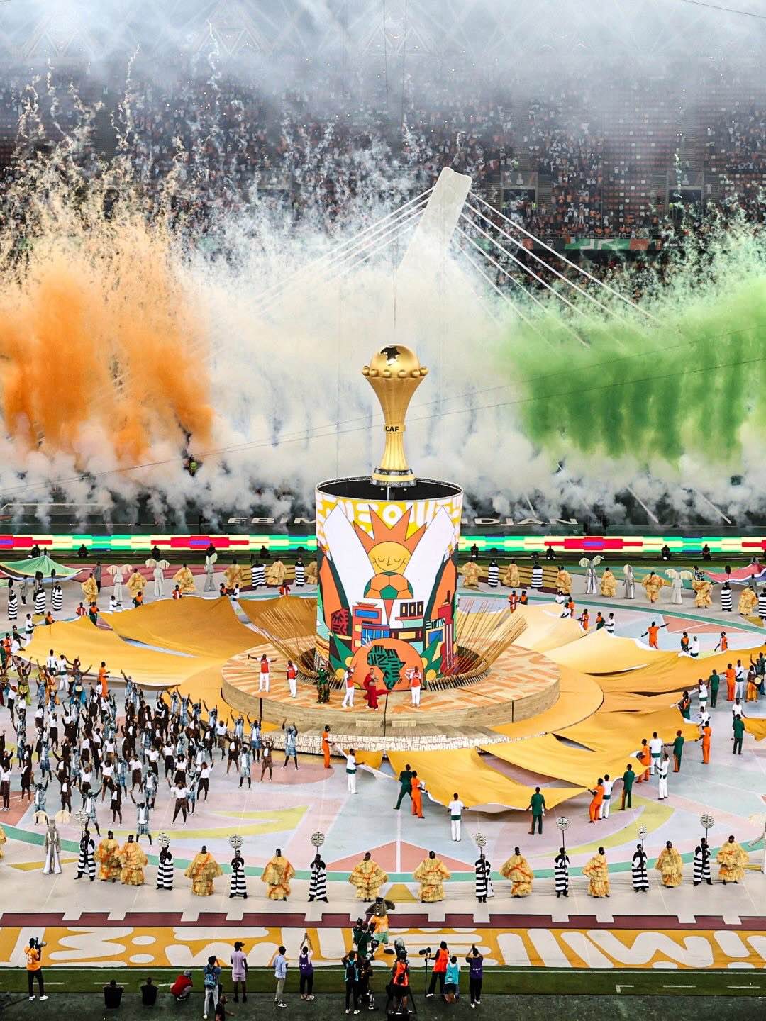 The Africa Cup of Nations trophy during a spectacular tournament ceremony.