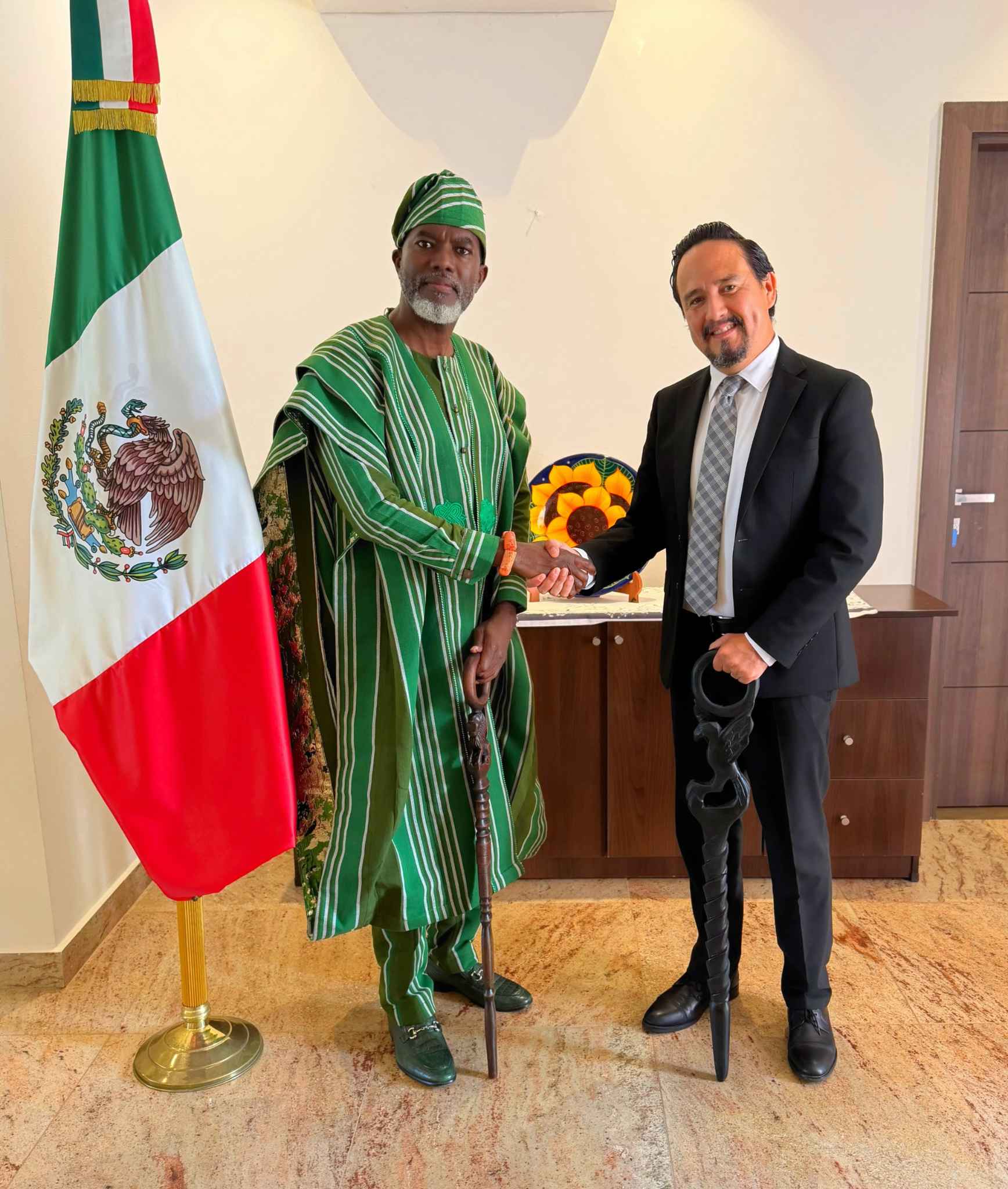 Reno Omokri is pictured alongside a Mexican official during a diplomatic meeting.