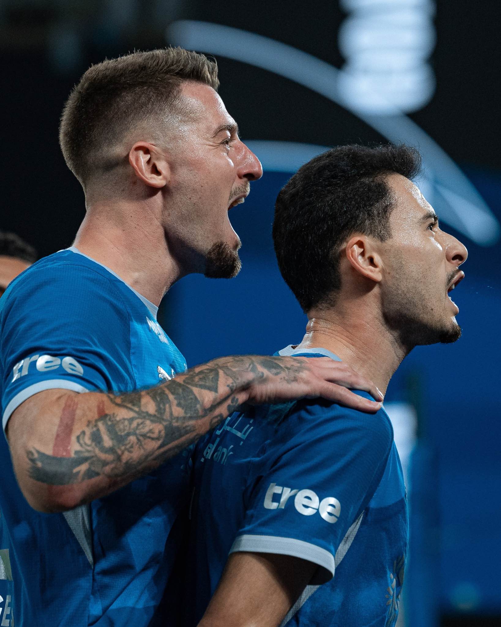 Gabriel Martinelli celebrates after scoring the decisive goal for Al Hilal.