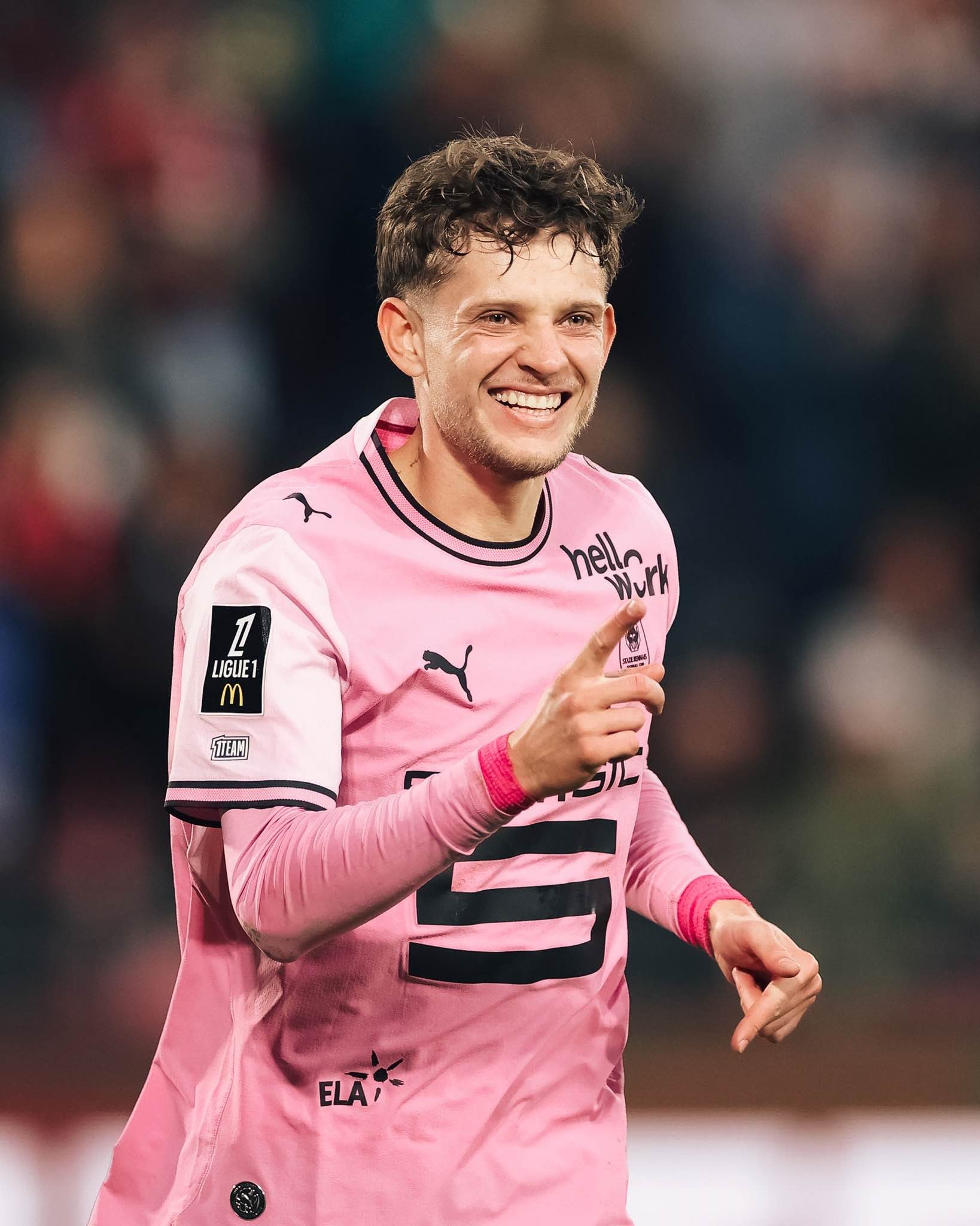 Sebastian Szymański smiles after making his mark for Rennes with a goal.